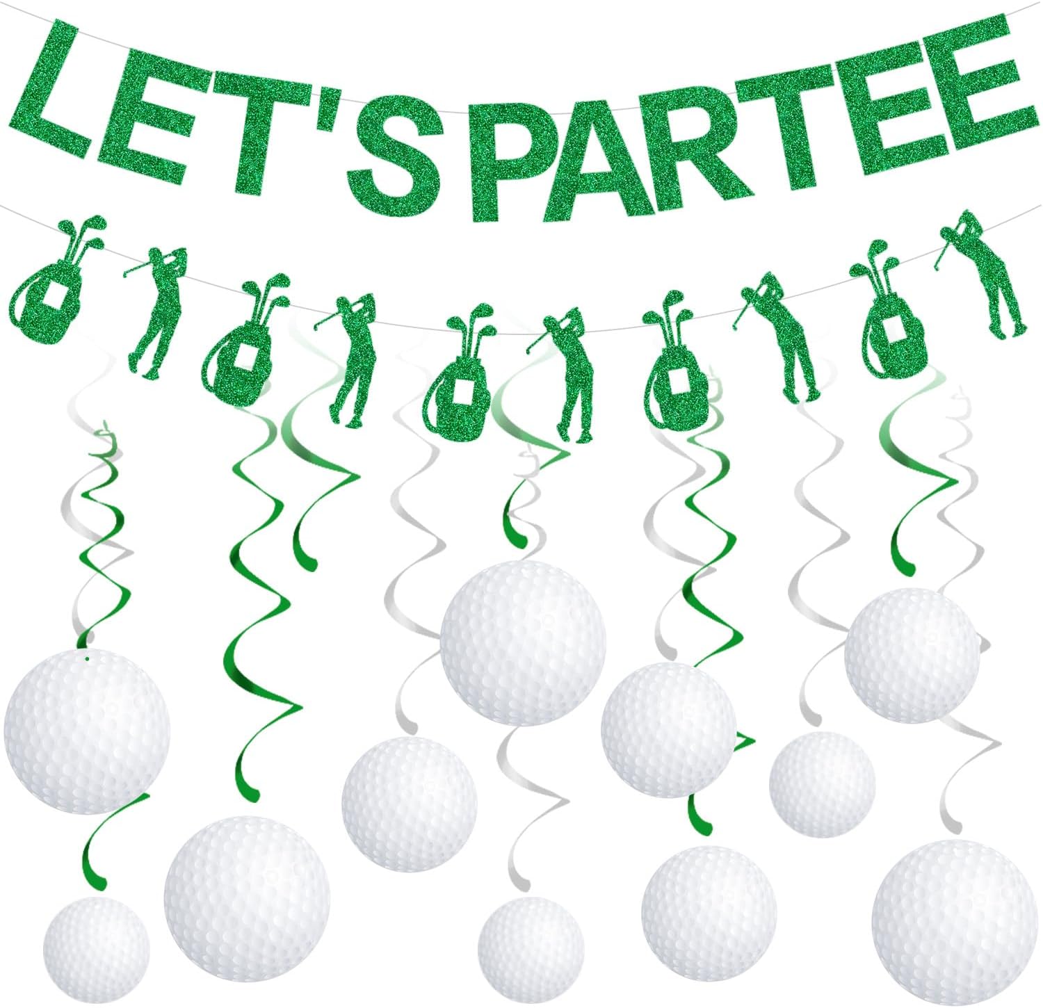 Gameza Golf Party Decorations - 14PCS Let's Partee Golf Theme Decorations Golf Banners Mini Golf Hanging Swirls Party Decorations Golf Birthday Party Decorations for Men Bachelor Party Decorations