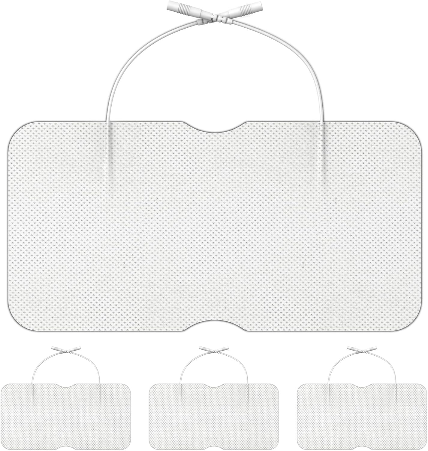 DOMAS Large TENS Pads for Lower-Back Pain Relief, Compatible with TENS 7000 and Other 2.0mm Pin Units, 4"×8", Dual-Lead, Reusable, Latex-Free, 4-Pack