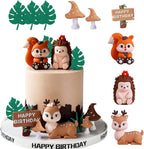 Woodland Cake Toppers Forest Animal Cake Decorations with Squirrel Hedgehog Deer Mushroom for Baby Shower Birthday Party Decorations