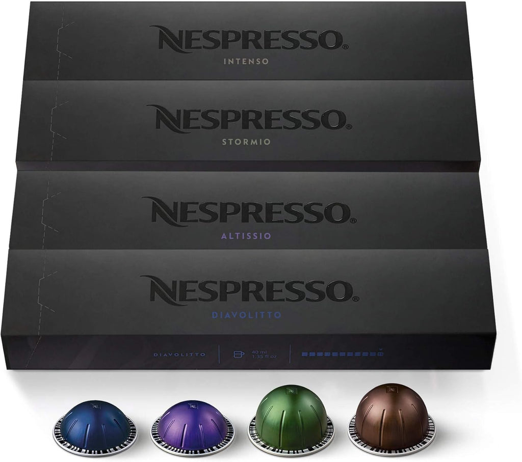 Nespresso Capsules Vertuo, Dark Assortment Variety Pack, Dark Roast Coffee & Espresso, 40-Count Coffee & Espresso Pods, Brews 7.8 oz. and 1.35oz.