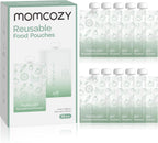 Momcozy Reusable Baby Food Pouches for Toddlers,BPA Free Plastic,Food Safe,Freezer Safe,Refillable for Applesauce Yogurt & Puree Squeeze Pouch,10 packs,3.4-4oz