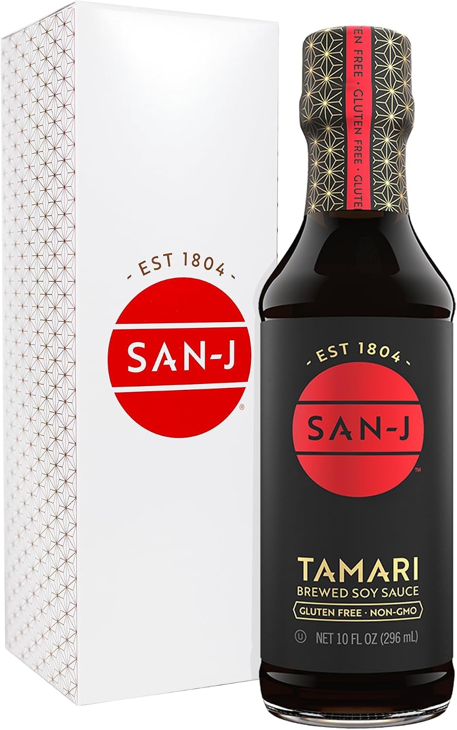 San-J - Gluten Free Tamari Soy Sauce - Specially Brewed - Made with 100% Soy - 10 oz. Bottle - Includes a Collector's Tin