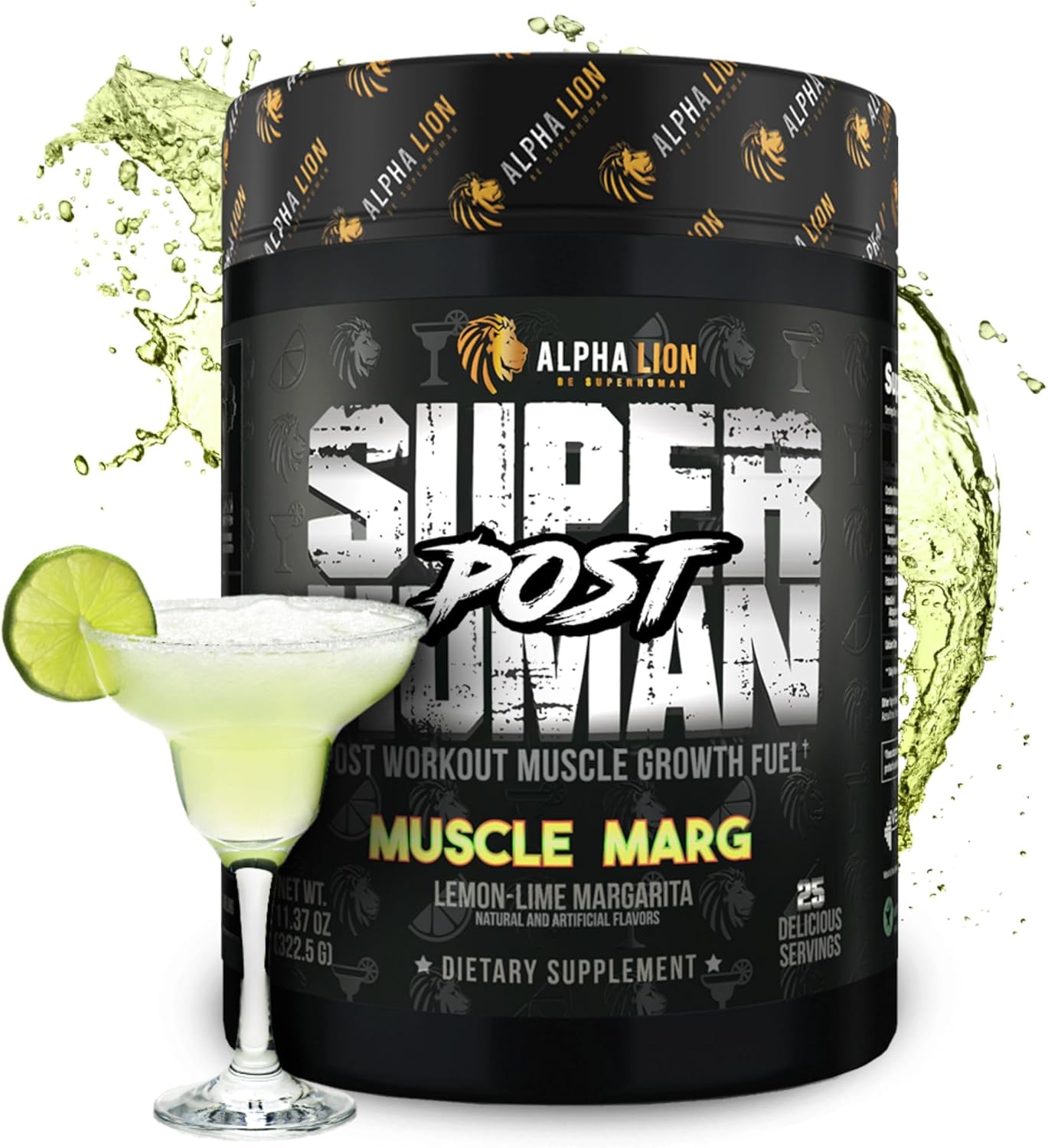 Alpha Lion Superhuman Post Workout Powder, Muscle Builder Drink, Creatine Monohydrate + More for Lean Muscle Growth, Strength & Volume, Supplement for Women & Men (25 Servings, Muscle Marg)