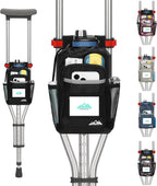 supregear Crutch Accessories Bag, Water-Resistant Storage Pouch with Cup Holder and Multiple Pockets, Large Capacity Organizer for Underarm Crutches, Black