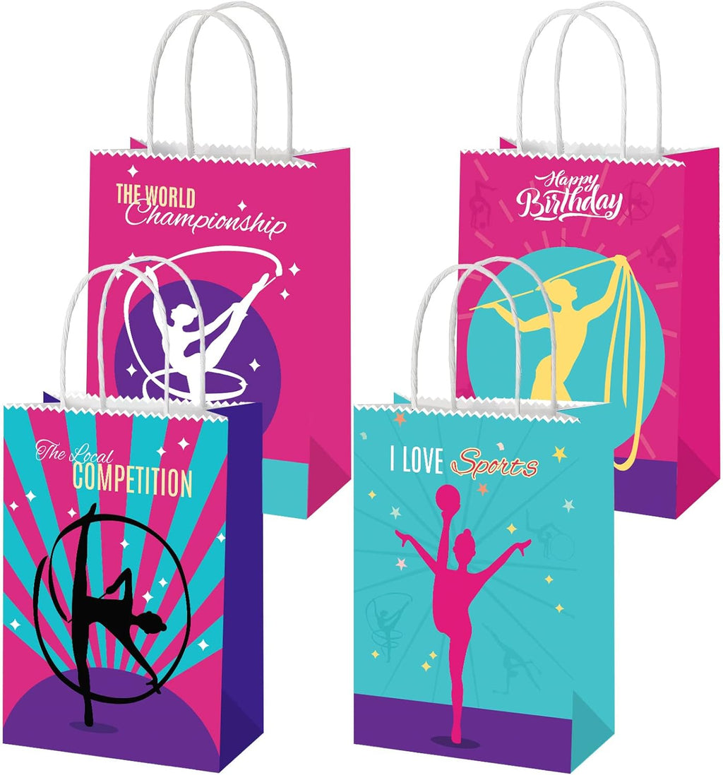 16 PCS Gymnastics Party Bags With Handles Gymnastics Birthday Party Supplies Gymnastics Party Favors Gymnastics Gifts For Girls Boys Teens Gymnasts Coach Gymnastics Party Decorations