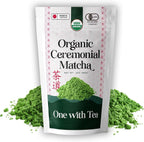 ONE WITH TEA Organic Ceremonial Matcha Powder, Stone-Ground Japanese Green Tea, Premium Grade, Made in Japan, 2 oz (60 g)