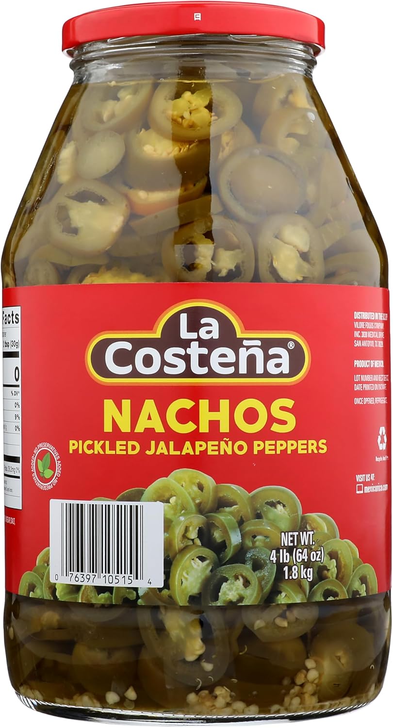 La Costeña Nacho Sliced Pickled Jalapeños, 64 Oz Jar