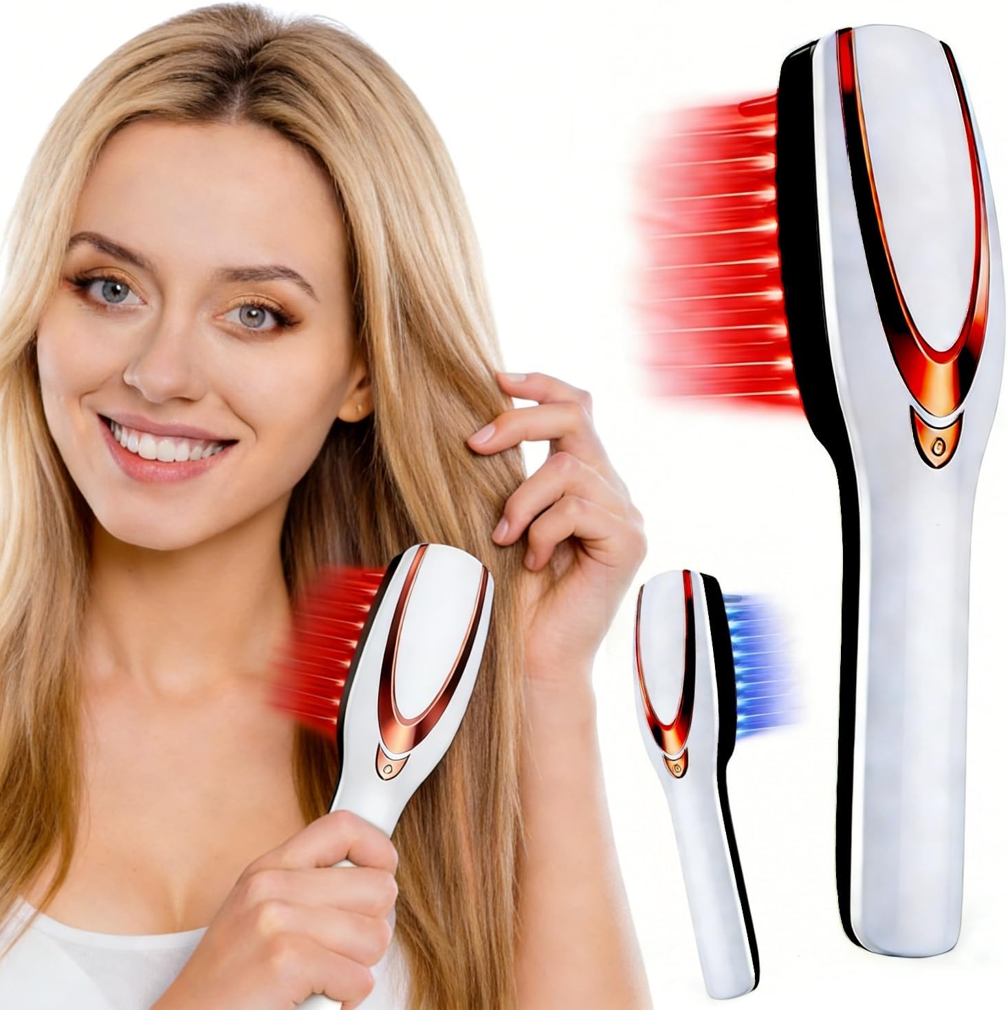Red Light Hair Brush, Electric Scalp Massager Brush, Red Light Comb Devices for Hair Scalp Massage, Hair Massage Brush, Portable Hair Massage Comb with Soft Rubber for Men and Women