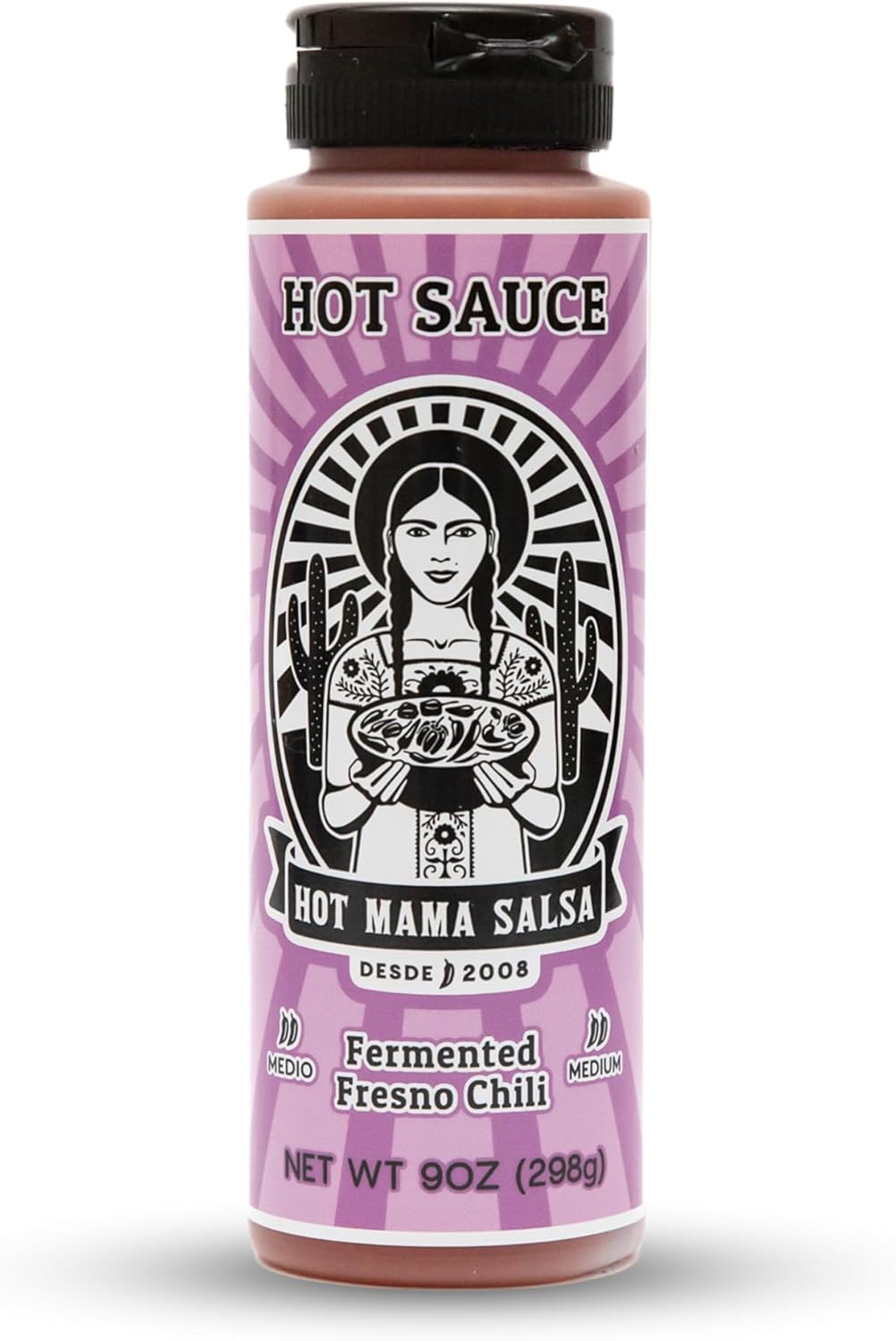 Hot Mama Salsa Fermented Fresno Chili – A Chili Hot Sauce with Natural Ingredient Rich in Antioxidants, Low Calorie, No Preservatives, Additives, or GMOs – Perfect for Tacos, Eggs, and More – 9 fl oz