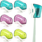 AUEAR, 6 Pack Toothbrush Holder with Suction Cup Toothbrushed Head Covers Caps Protector Case Box for Bathroom Wall Mirror Home Outdoor Travel