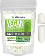 XPRS Nutra Size 3 Empty Capsules - 100 Count Empty Vegan - Vegetarian Pills - DIY Vegetable Capsules Filling - Veggie Pill Caps (White)