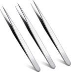 Mudde 3 Pcs Straight Pointed Tip Tweezers Isolating Eyelash Extensions Lash Tweezers for Women Facial Hair Pointed Blackhead Remover Precision Eyebrow Splinter