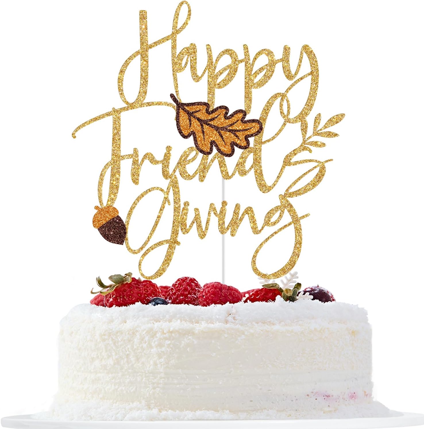 Happy Friends Giving Cake Topper, Thanksgiving Cake Decorations, Happy Thanksgiving Party Decor, Fall Autumn Festival Friendsgiving Party Decorations Glitter