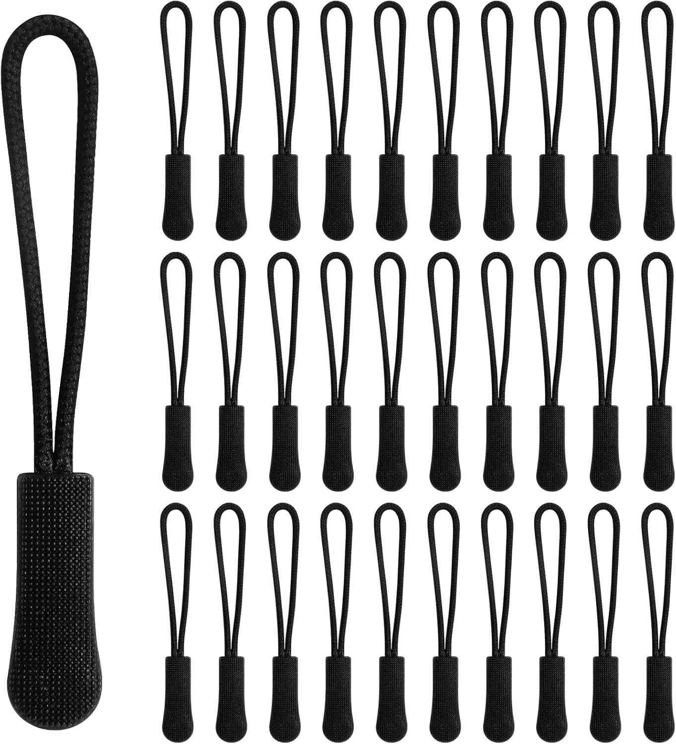 30 pcs Zipper Pull Replacement,Zipper Pulls, Replacement for Jackets,Golf Bag,Purses,Backpacks,Tents,Boots,Pants,Luggage(Black, Universal Extender)
