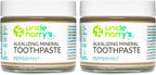 Uncle Harry's Peppermint Remineralizing Toothpaste | Natural Whitening Tooth Paste Freshens Breath & Promotes Enamel | Vegan Fluoride Free Toothpaste (2 Pack)