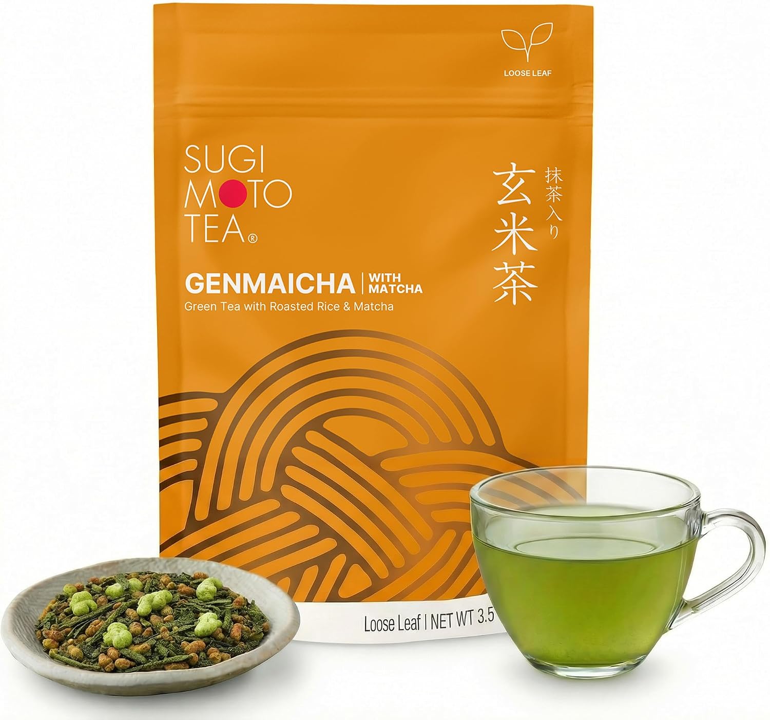 SUGIMOTO TEA Japanese Genmaicha with Matcha Green Tea Loose Leaf 3.5 oz (100 g)