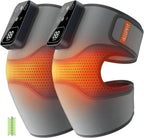 Cordless Knee Massager with Heat Vibration for Pain Relief, MAXwarm 4.0[2026 Upgraded] - Electric Heated Knee Brace with 5 Heat Levels and 3 Massage Mode, Gifts for Men Women (Grey, Pair)