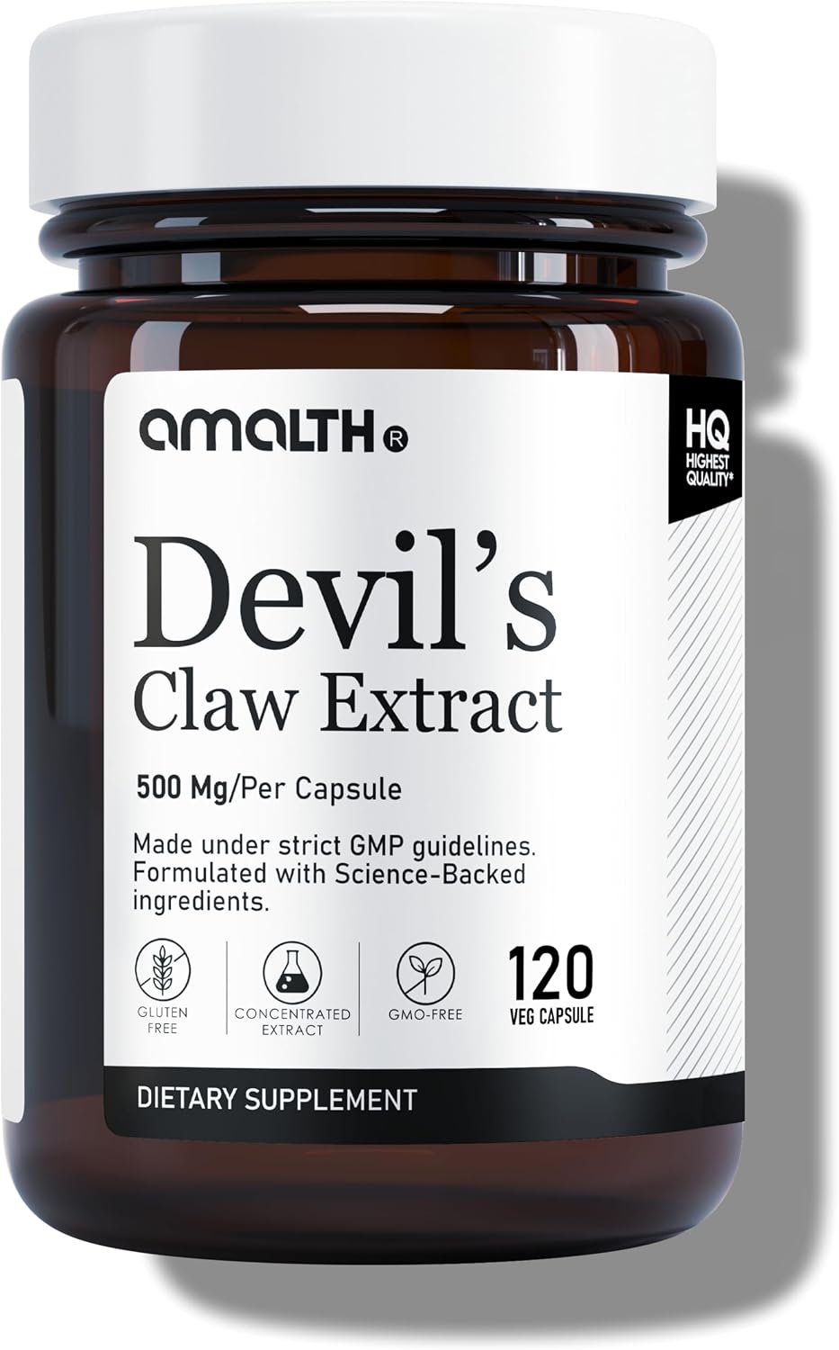 AMALTH Devils Claw Extract Capsules 500 mg | Harpagophytum Procumbens Root Extract Supplement | Plant Based Herbal Supplement | 120 Veg Capsules | Non-GMO, Gluten-Free