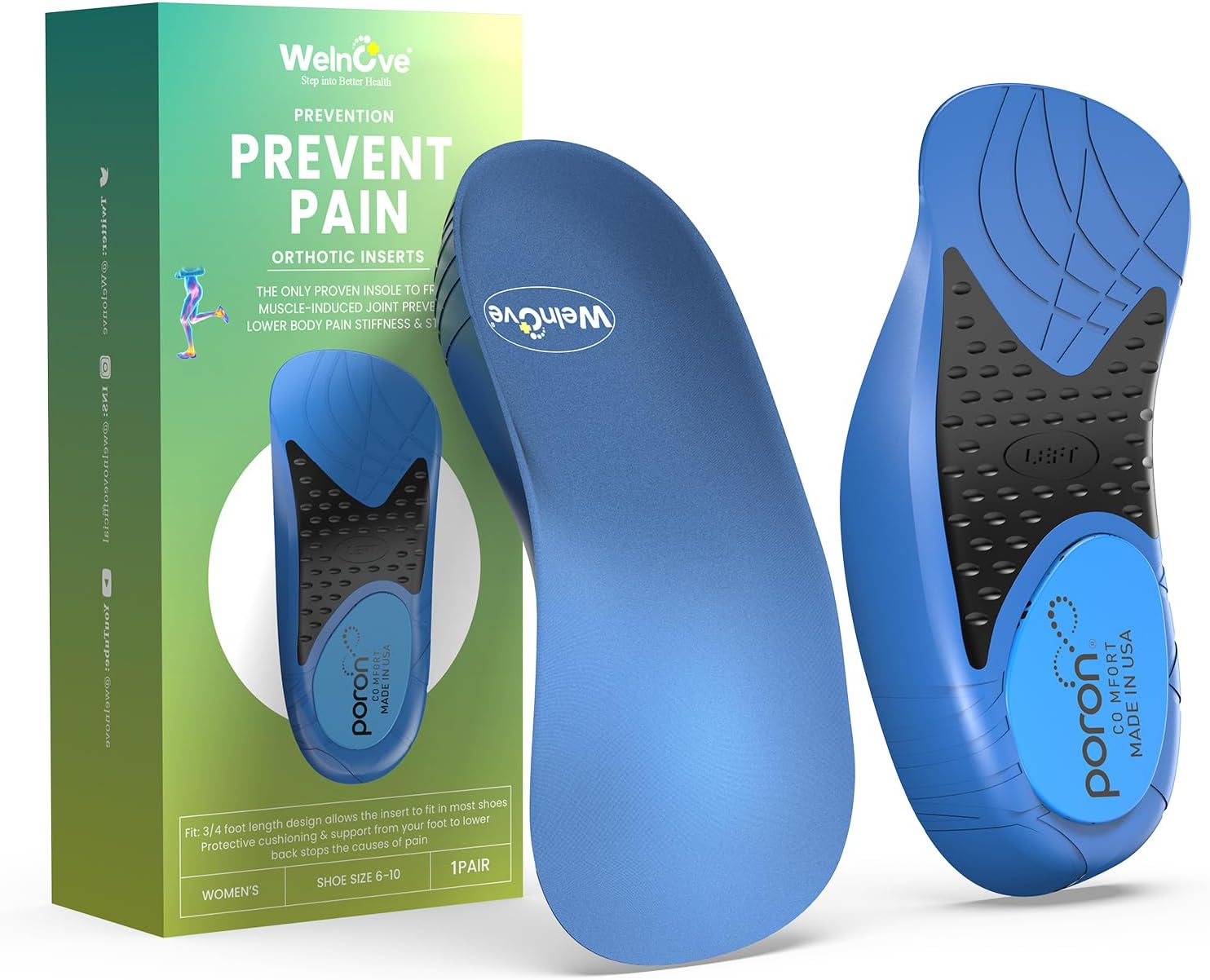 Plantar Fasciitis Heel Insert for Women - Welnove Heel Cup for Heel Pain Relief Heel Cushion Inserts with Flexible Arch Support for Flat Feel Heel Spur Relief,Women 10.5-13 Men 8.5-12
