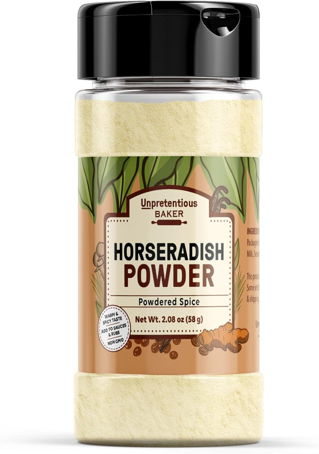 Unpretentious Horseradish Powder, Spicy Root Powder, Sharp & Strong Taste, (2.08 Ounce)
