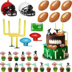 BiBo Football Cake Topper Decorations, 36 PCS Football Themed Cupcake Toppers Include Field Goal Post/Mini Helmet and Rugby Ball/Toothpicks for Football Birthday Party Supplies.
