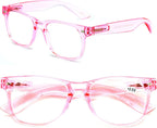 V.W.E. 2 Pairs Transparent Neon Color Deluxe Reading Glasses - Comfortable Stylish Simple Readers Magnification