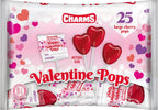 Charms Cherry Valentine Pops 25 count Bag - 2 Pack Total 50 Lollipops Cherry Heart Shape with Valentine's Wrappers