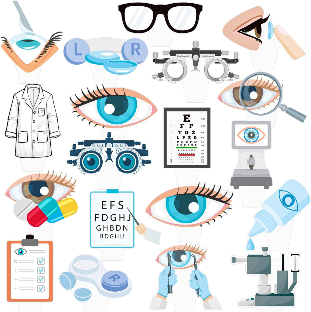 Eye Doctor Cupcake Toppers Optometrist Party Decorations 48Pcs Eye Doctor Birthday Cake Decorations Ophthalmology Cupcake Picks for Optometrist Birthday Graduation Party Supplies