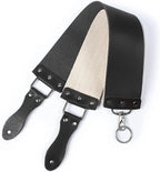Razor Strop - Barber's Latigo Leather Straight Razor Strop. Dual Strap that will be a Great Addition for Any Straight Razor. PREMIUM LEATHER Strop for Sharpening. (Black)