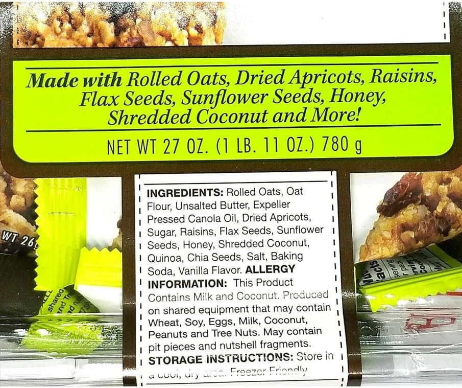 Traditional Aussie Bites Individually Wrapped 27 Oz, Oatmeal snacks cookies, Healthy Oatmeal Bites with RON DEYMOND Card