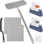 XANGNIER Window Screen Cleaner & Track Cleaning Kit-Mesh Screen Cleaner Brush with Extension Pole,Window Sill and Track Cleaner Tool Washing Equipment,28″Detachable Long-Reach Handle,Wet&Dry Dual-Use