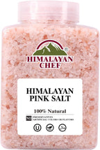 Himalayan Chef Pink Himalayan Salt Coarse Grain, 5 lbs Plastic Jar - Pure, Natural, Kosher, Mineral-Rich, Ideal for Grinder Refills, Cooking, Seasoning
