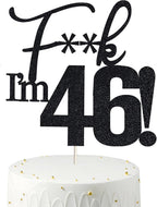 46 Cake Toppers, 46 Birthday Cake Toppers-Black Glitter, Funny 46th Cake Topper for Men,46 Cake Topper For Women, 46th birthday decorations,46th Birthday Cake Topper Forty six