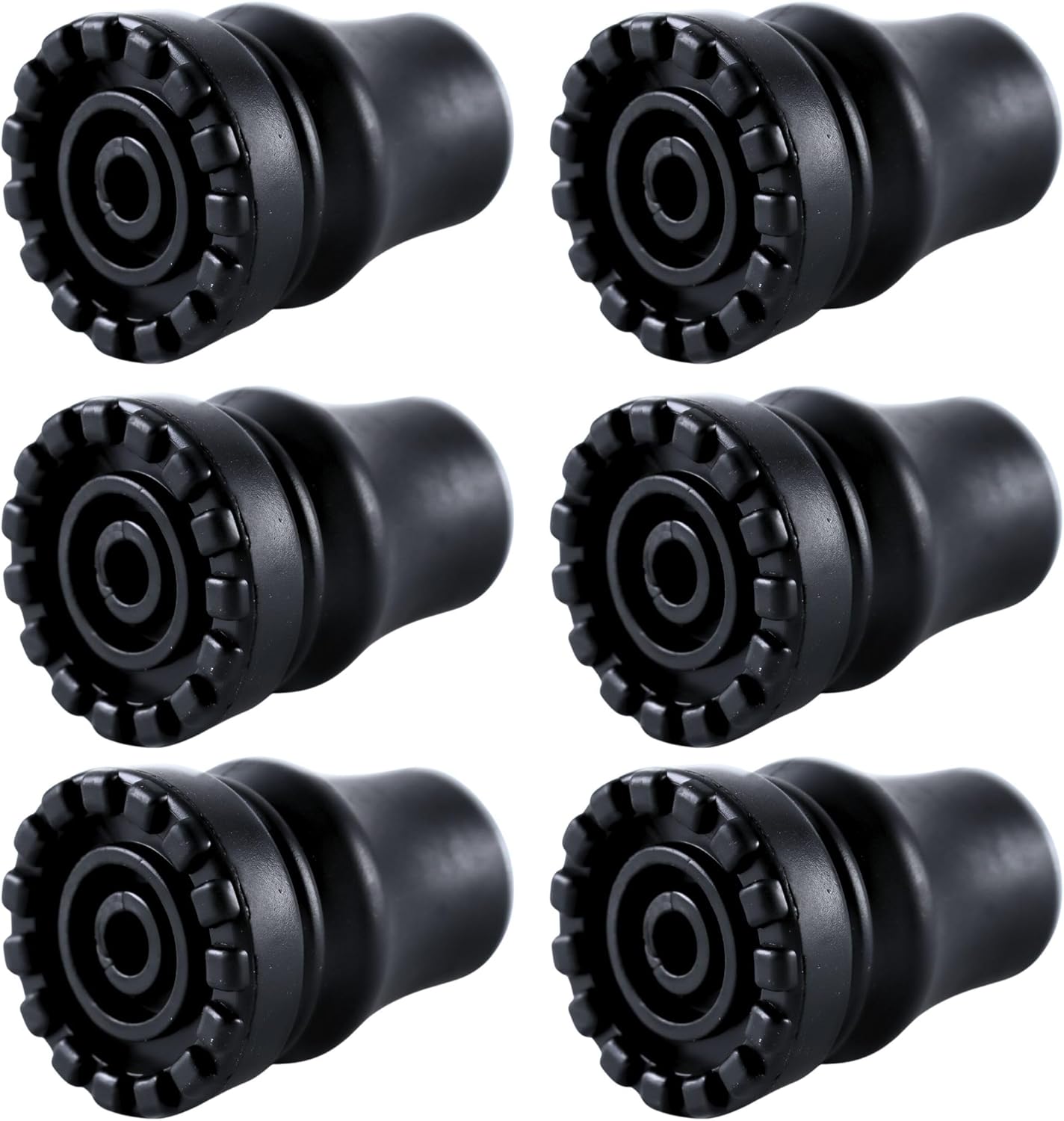 6-Pack Rubber Cane Tips 7/8 Inch Heavy Duty Walking Cane Tips, Non-Slip Crutches Accessories, Sturdy Replacement Cane Tip for Walking Sticks, Hiking Sticks, Seniors Crutches(Black)