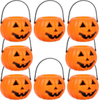 Halloween Pumpkin Candy Bucket 2.75 Inch Mini Plastic Pumpkin Basket Portable Trick or Treat Pail for Kids Party Decor and Desktop Holder