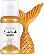 Sweet Sticks Edible Art Decorative Cake Paint 0.5 Ounce (15 Milliliters), Metallic Platinum Gold