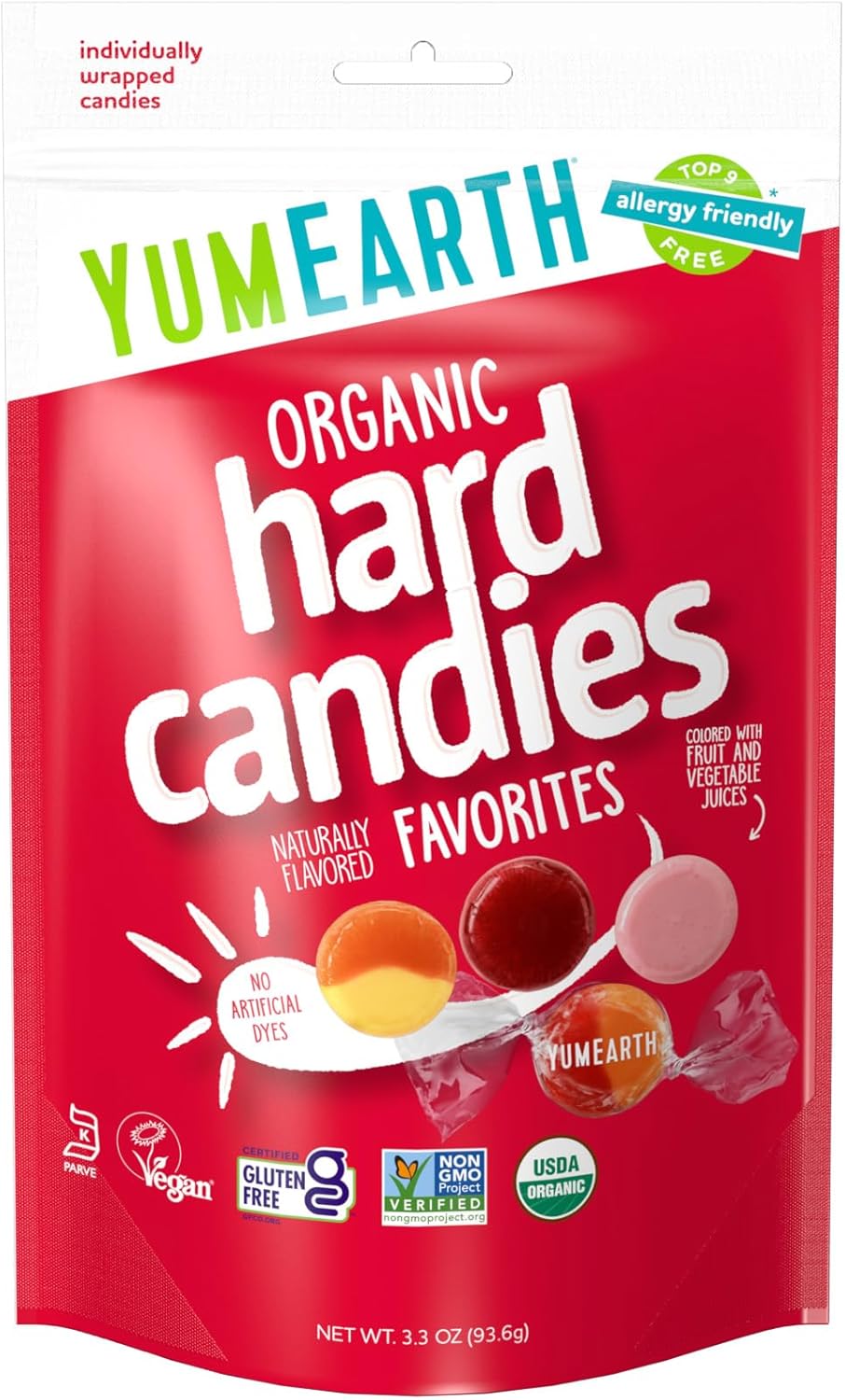 YumEarth Organic Fruit Drops - Variety Flavored Natural Hard Candy, Fruit Candy for Kids - Allergy Friendly, Non GMO, Gluten Free, Vegan