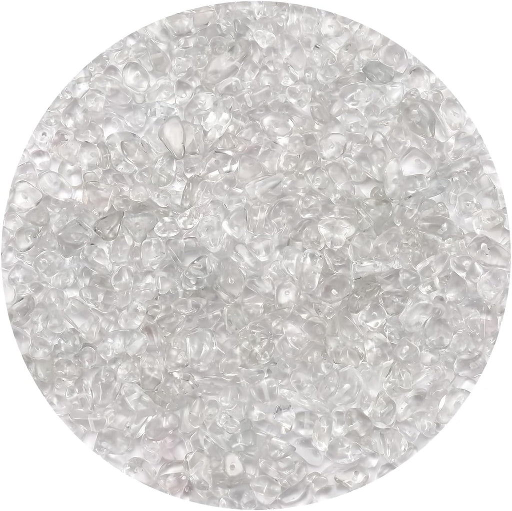 Natural Chip Stone Beads 450pcs Clear Quartz Chips 5-8mm Genuine Real Irregular Healing Crystal Rocks Hole Drilled DIY Loose Gemstone Beads for Jewelry Making Bracelet Earrings Necklace Crafting