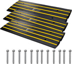 VEVOR Rubber Curb Ramp for Driveway 3 Pack, 15T Heavy Duty Sidewalk Curb Ramp, 48" Lx2.6 H Bridge Ramp for Garage for Low Cars, Wheelchairs, L.O.A. 12 FT