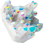 SUNYIK Angel Aura Quartz Titanium Coated Crystal Cluster Specimen,Druzy Geode Flame Aura Gemstone(0.6-0.7lb)
