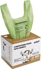 1.6 Gallon Compostable Trash Bags with Handles, 55 Count - Small Biodegradable Countertop Compost Bin Liners, 6 Liter Extra Small Bio Bags for Kitchen Food Waste & Bathroom, 0.63 Mil