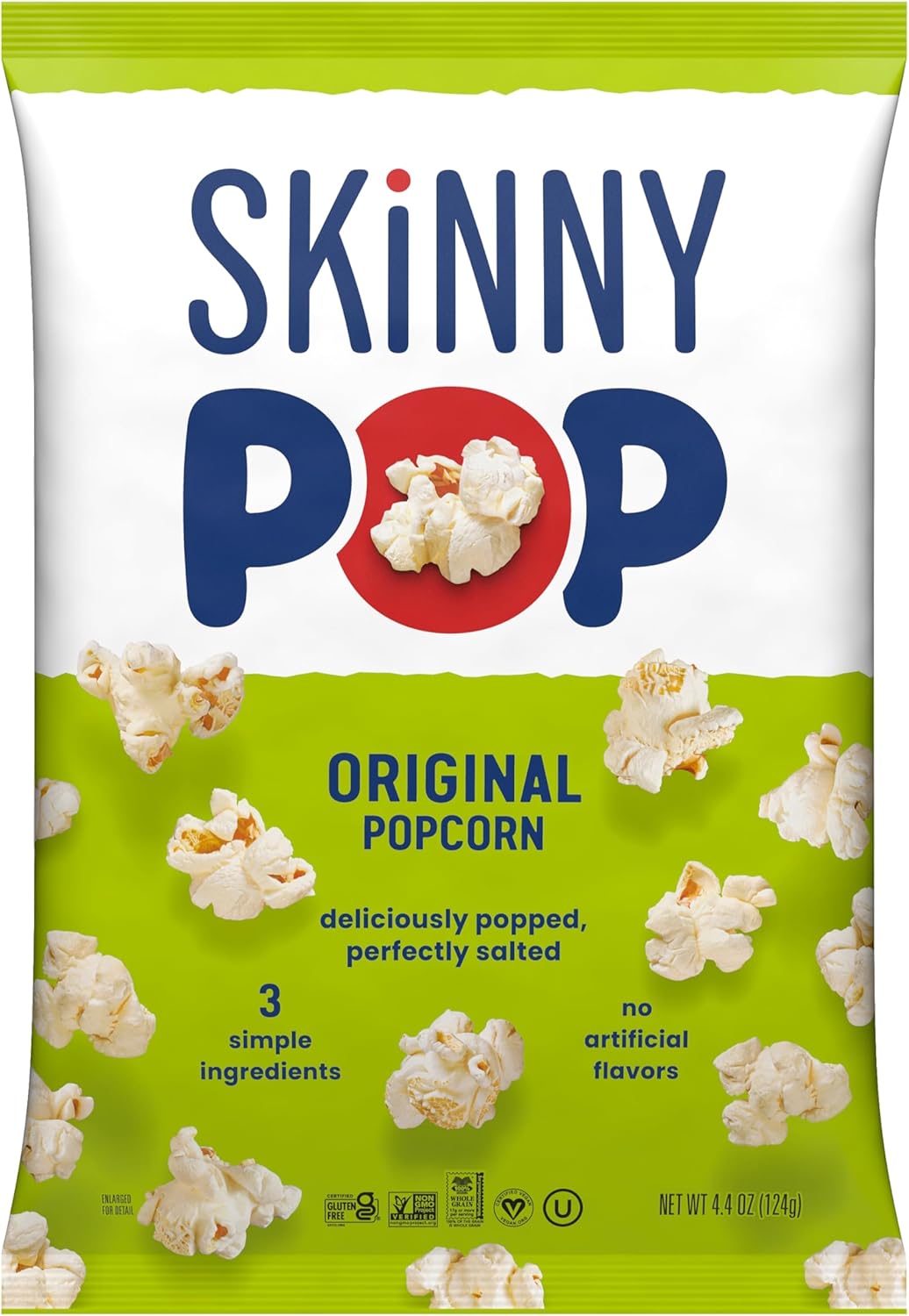 SkinnyPop Popcorn, Original, Whole Grain, Dairy-Free Snack, 4.4oz Bag