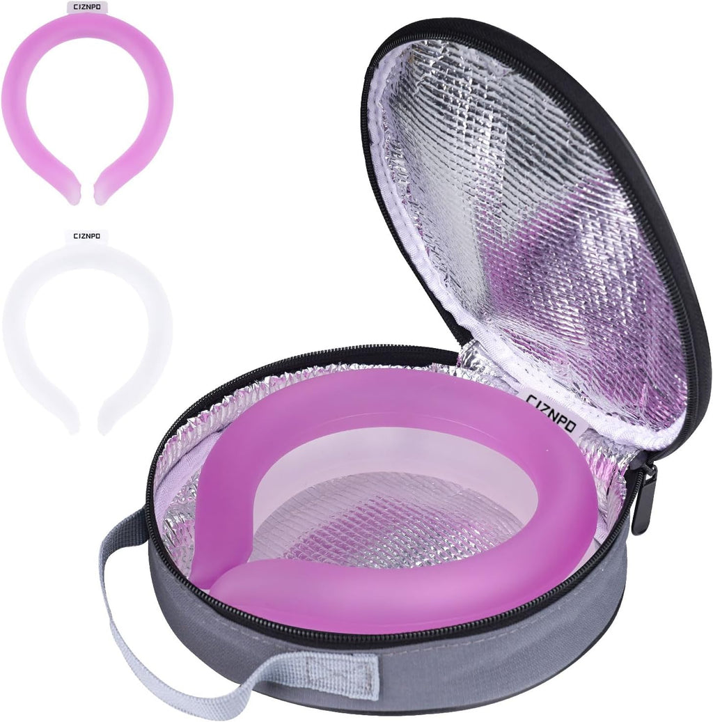 2PCS. Neck Cooler Ice Ring with Insulated Bag. Wearable Head Shoulder Cooling Tube for Hot Weather, Gel Ice Collar for Outdoor Workers, Sports. Reusable Cool Wraps, (Rose+White)