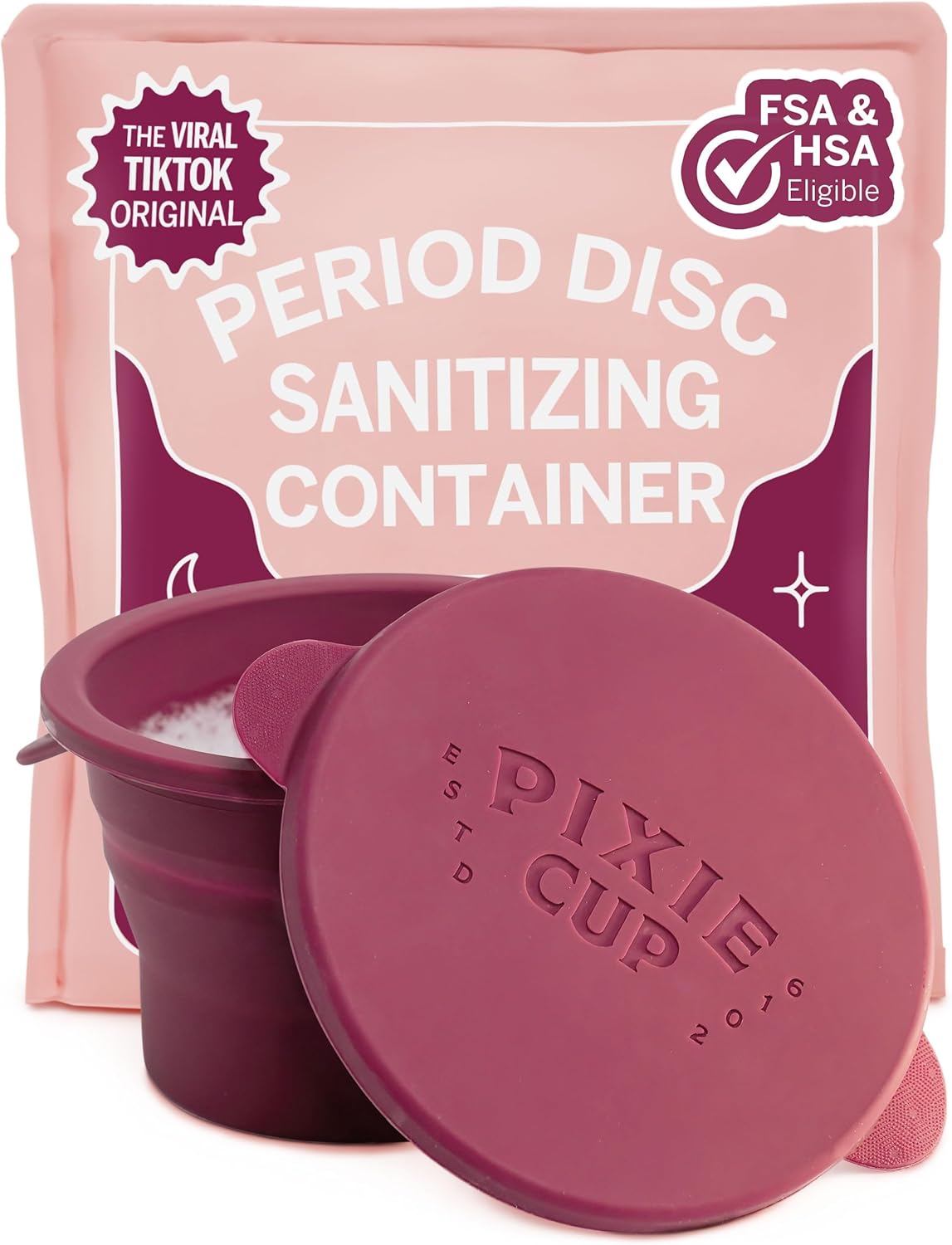 Pixie Menstrual Cup Compact Sterilizer for Feminine Care - Good for Public Restrooms, Camping or Dorms - Collapsible Cleaner Container for Your Menstrual Disc & Period Cup - Microwavable - Reusable