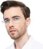 OCCI CHIARI Blue Light Blocking Reading Glasses for Men Titanium Frameless Readers Lightweight