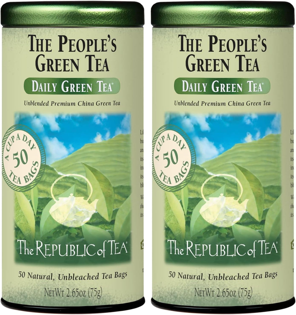 The Republic of Tea - The Peoples Green Tea, 50 Tea Bags, Tin | Gourmet Tea | Caffeinated (Pack of 2)