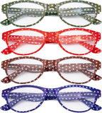 CessBlu Ladies 4 Pack Reading Glasses Polka Dots Cat-eye Design Eyeglasses for Women Reading