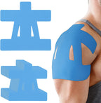 12 Count Kinesiology Tape for Shoulder Pain Relief Pre Cut Sports Waterproof Breathable Enhance Elastic Kinesiology Athletic Tape for Shoulder Support and Muscle Sports(Blue)