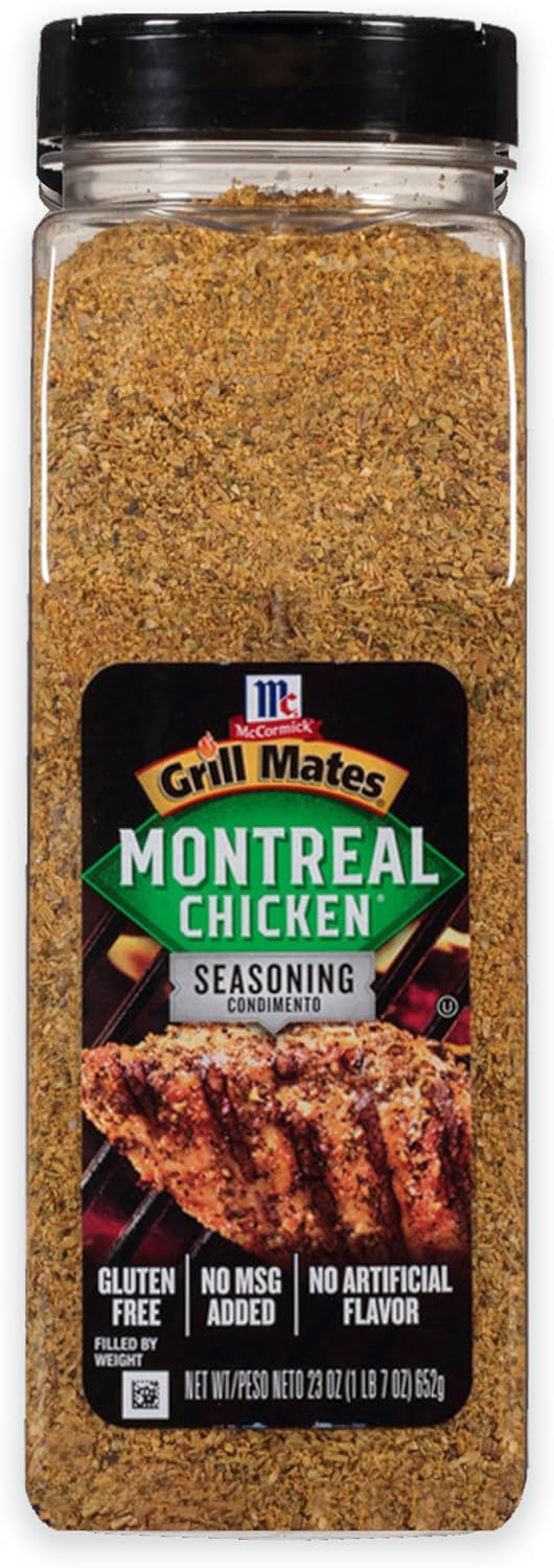 McCormick Grill Mates Montreal Chicken Seasoning, 23 oz - One 23 Ounce Container of Montreal Chicken Seasoning with Blend of Garlic, Onion, Black and Red Pepper and Paprika for Meats and Seafood