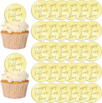 Father's Day Cupcake Toppers, 30pcs Gold Happy Father's Day Cake Topper Cake Party Art Fonts Decorations (Style2)